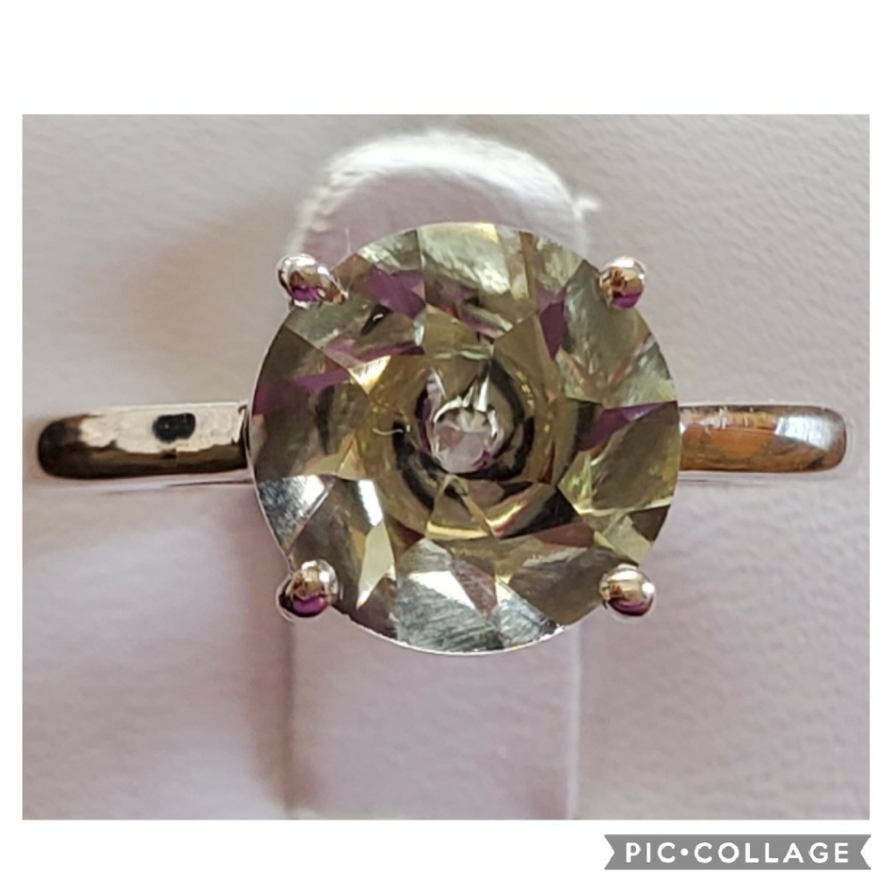 Genuine 3ct Natural Prasiolite Solitaire Ring 9